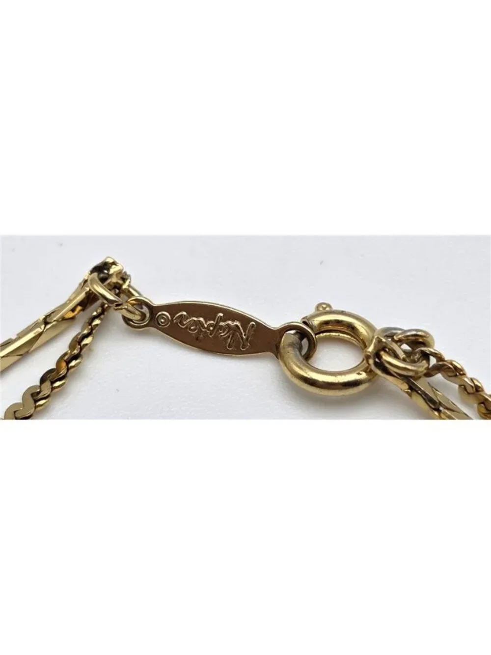 Napier Gold Tone Double Strand Faceted Herringbone S Link Bracelet 7” Vintage